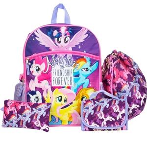 My Little Pony Backpack 5 Pc. Set For Girls, 16 In. School Bags Essentials Set